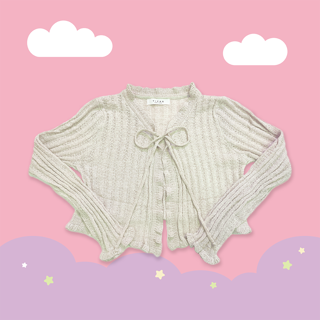 こ♡こ 木耳邊綁帶針織罩衫