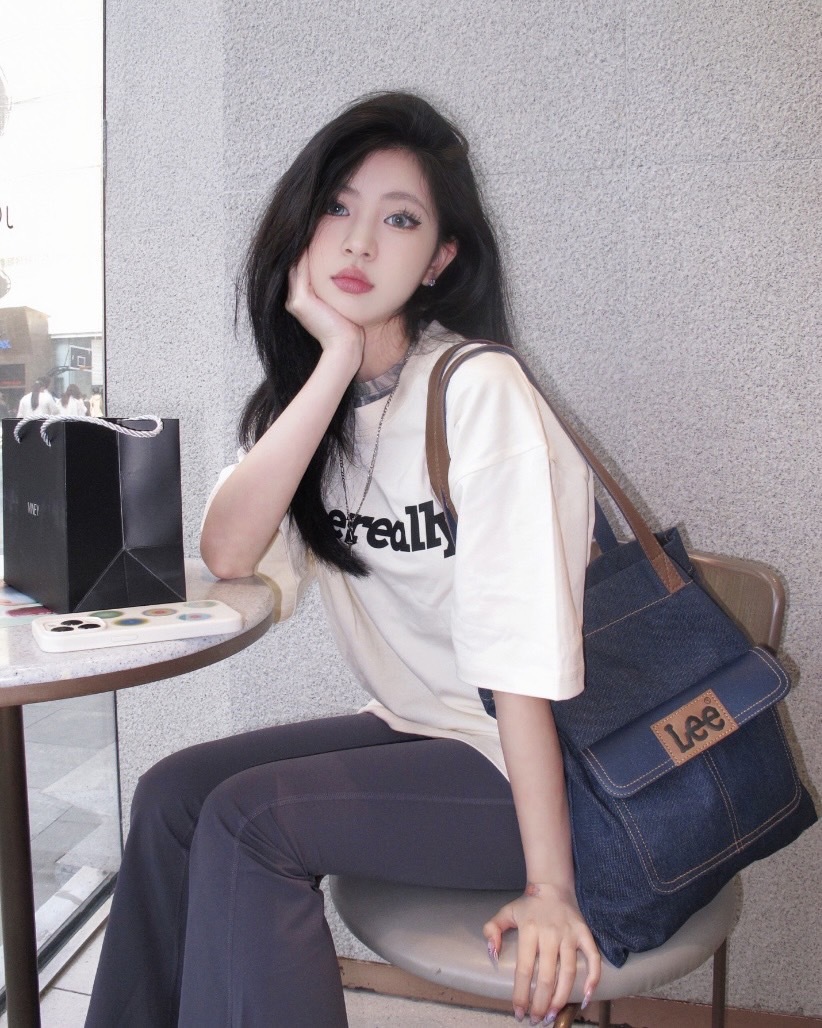 LEE 加厚牛仔 單肩包 帆布包 牛仔藍 LE240002M-503