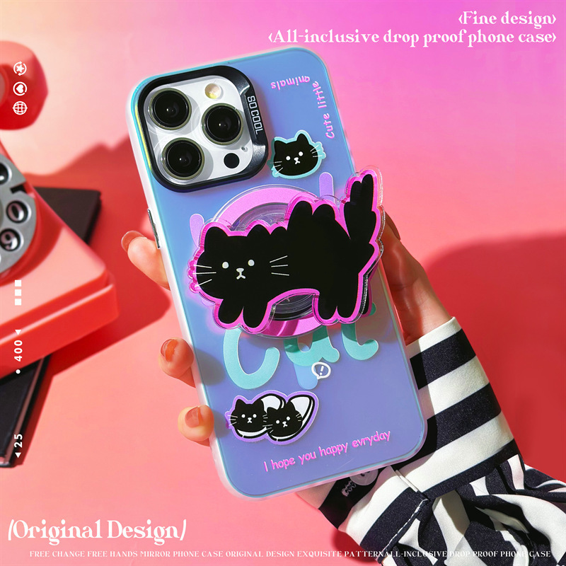 《91906》黑貓雷射磨砂手機殼(磁吸)