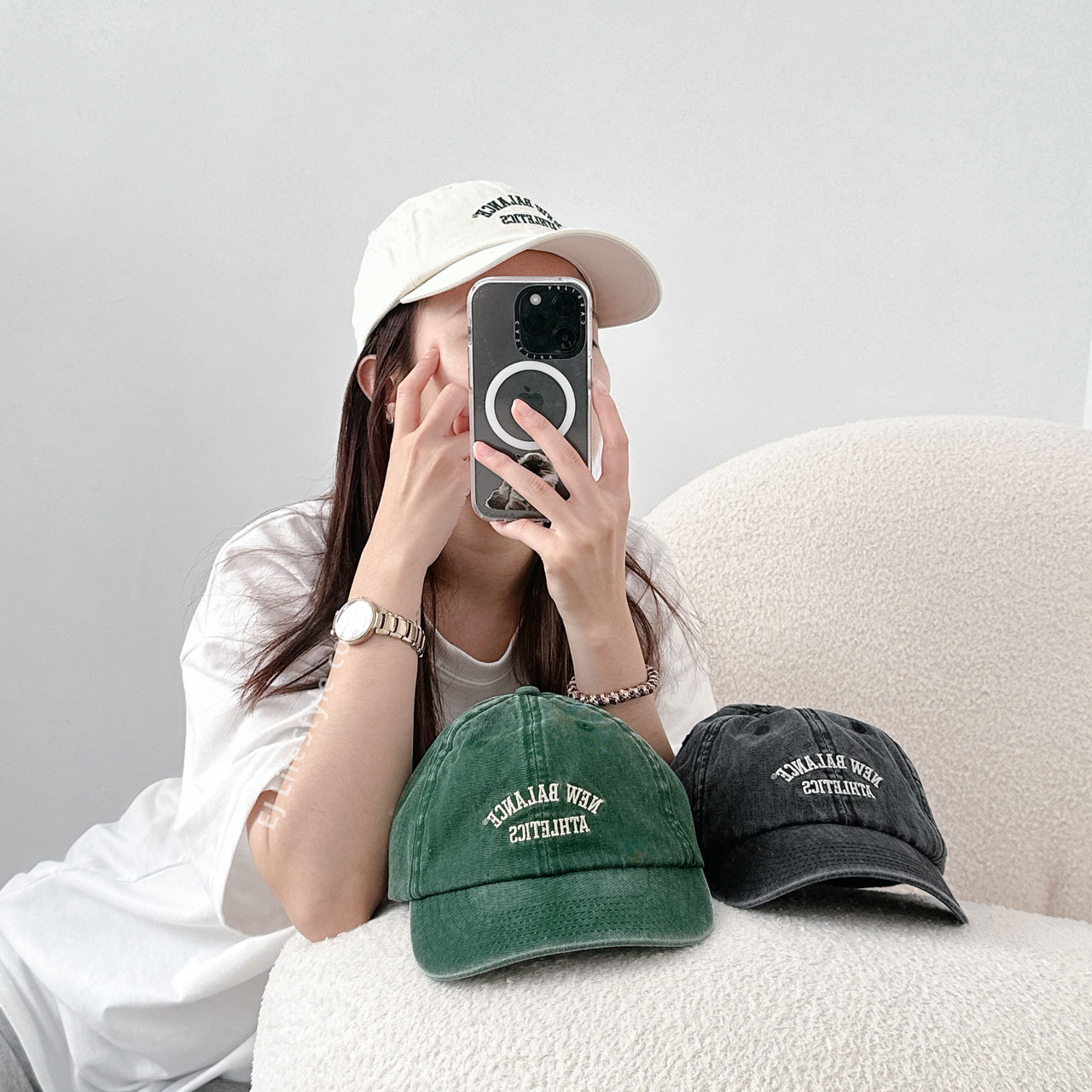 NEW BALANCE NB 老帽 棒球帽 復古 刺繡LOGO 白色 米白色 LAH43014LIN / 現貨