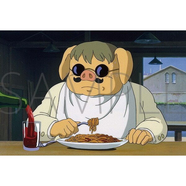 明信片 食物系列 紅豬 波魯克與蕃茄意大利麵