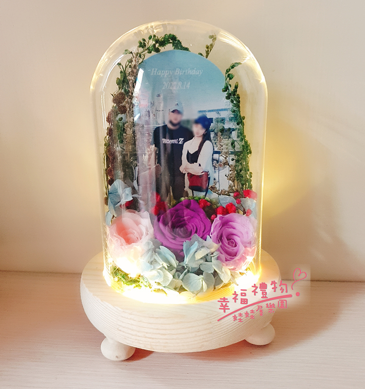 永生花鐘形照片玻璃罩,永生花試管型照片玻璃罩,玻璃罩夜燈,Preserved flower bell-shaped glass cover, preserved flower test tube type glass cover