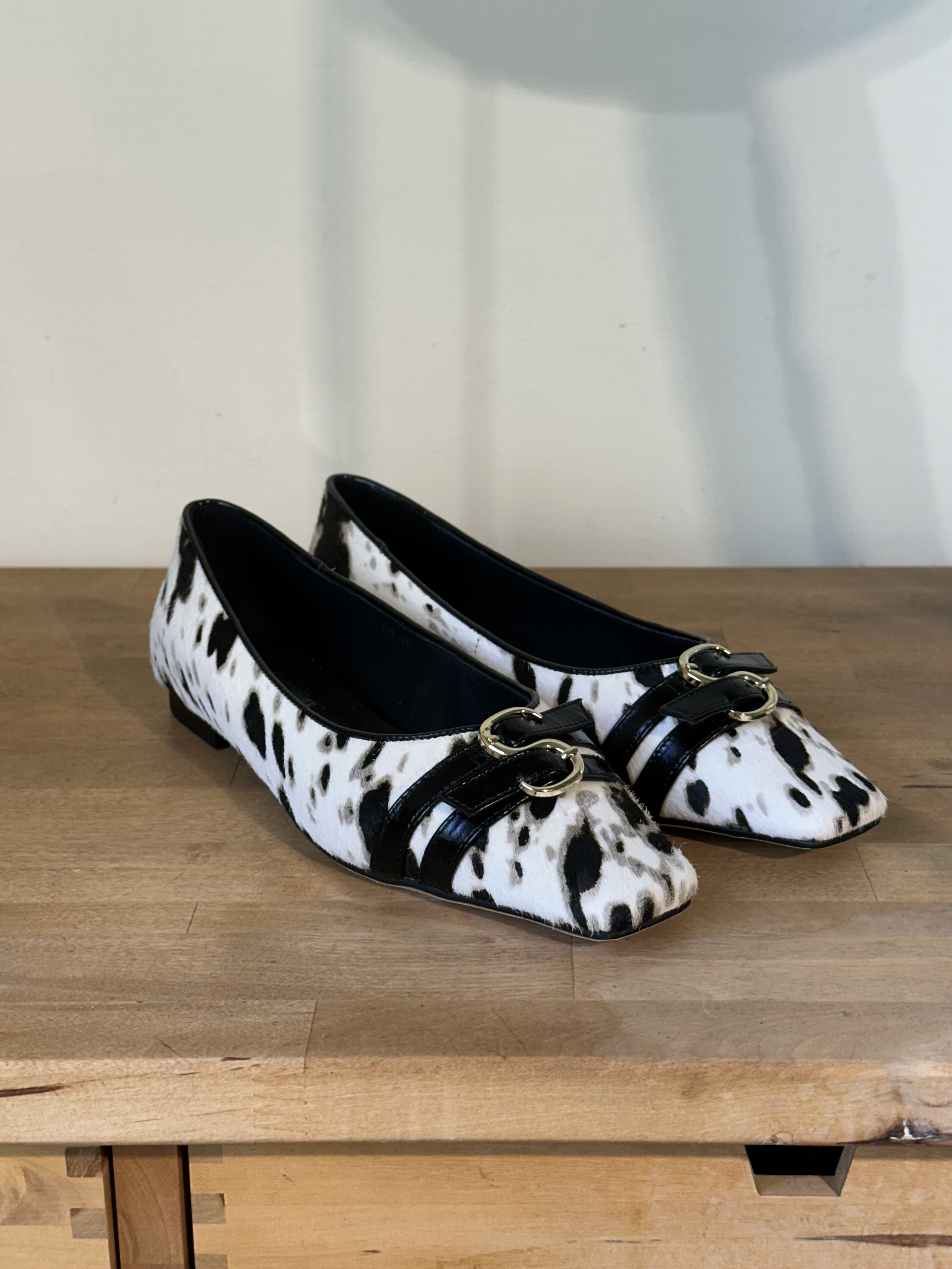 雙皮帶馬毛平底鞋