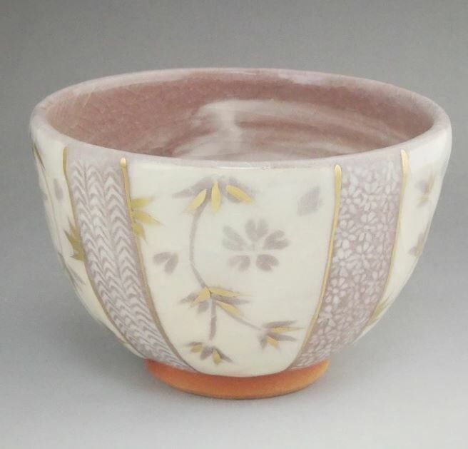 日本製 京燒 抹茶碗 志野更紗 喜信作