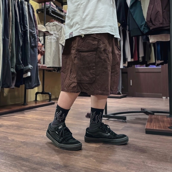 闊腿工裝休閒七分褲