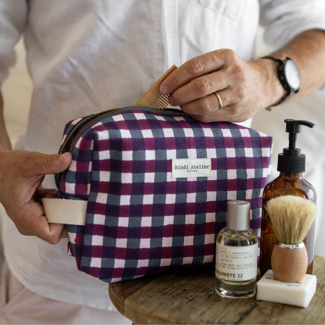 迷霧藍榴紅雙色 | 帆布款化妝包