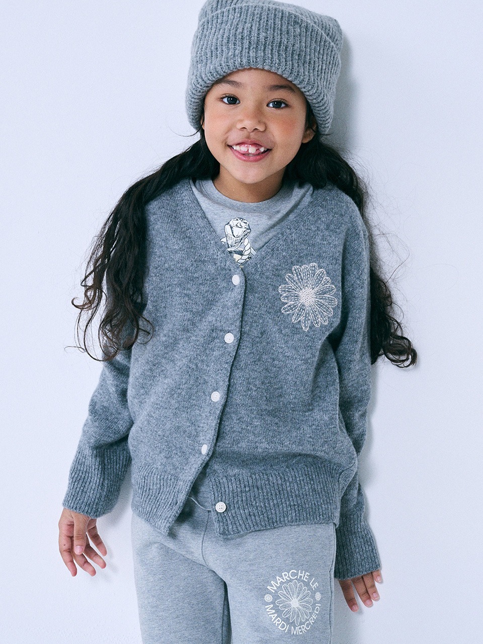 Mardi Mercredi KIDS CASHMERE BLENDED CARDIGAN V NECK