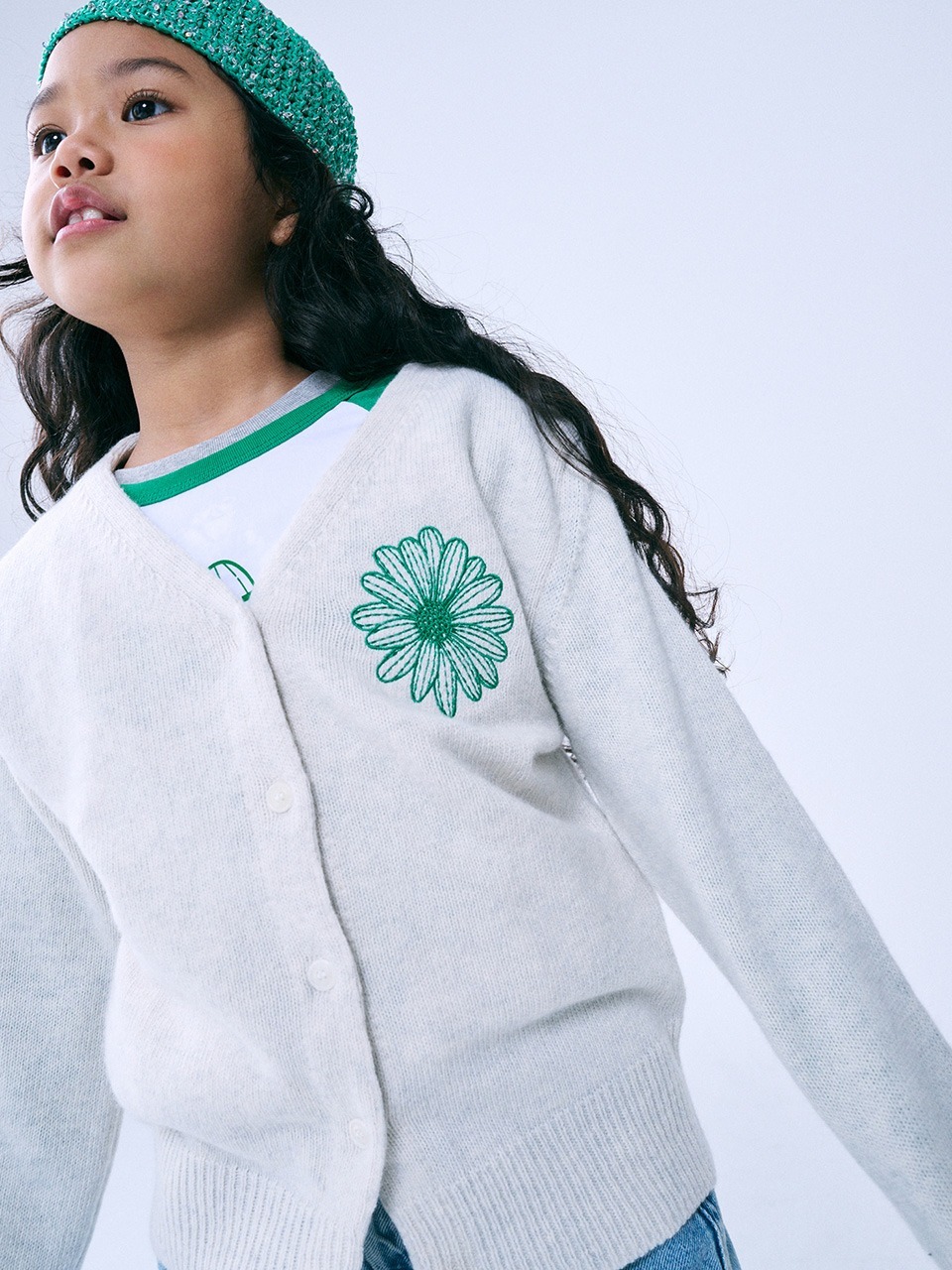 Mardi Mercredi KIDS CASHMERE BLENDED CARDIGAN V NECK