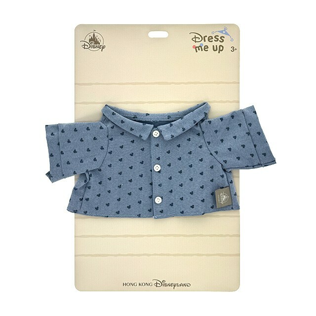 Dress me up 系列 達菲 Duffy 與好友們 S號娃娃 滿版米奇頭圖案 牛仔 襯衫 上衣 造型服裝 (無娃娃) -香港迪士尼樂園
