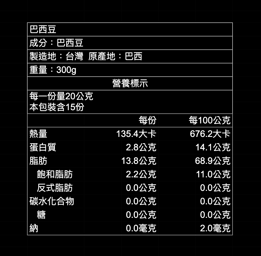 原味巴西豆｜300g｜600g