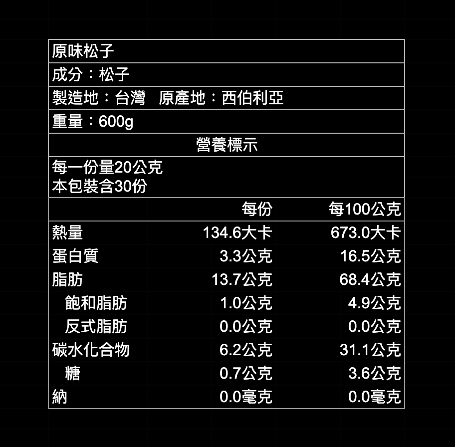 檳皇堅果|原味松子