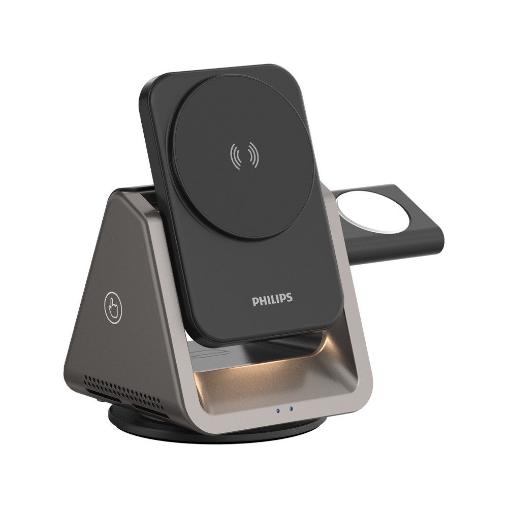 PHILIPS | 黑金剛磁吸三合一充電座【PHILIPS飛利浦 官方授權經銷】
