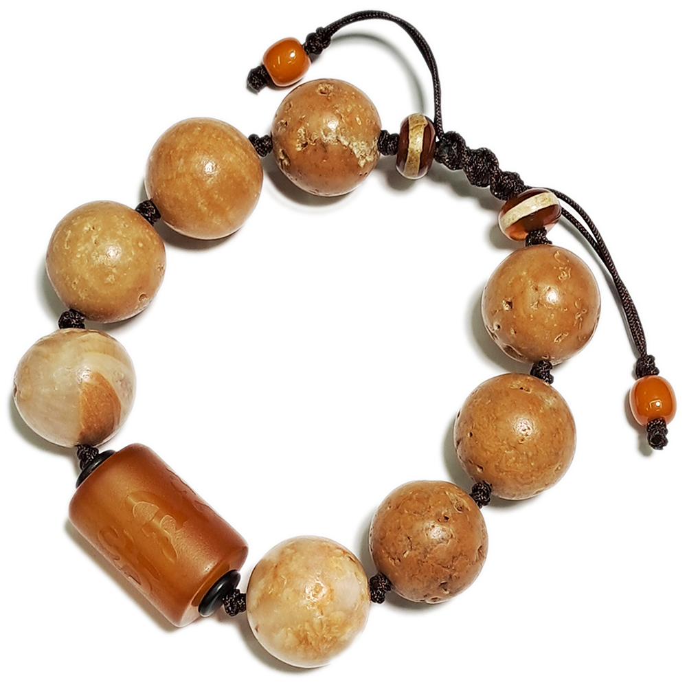 六字真言{紅玉髓}&龍宮舍利手珠18mm【十方】153717