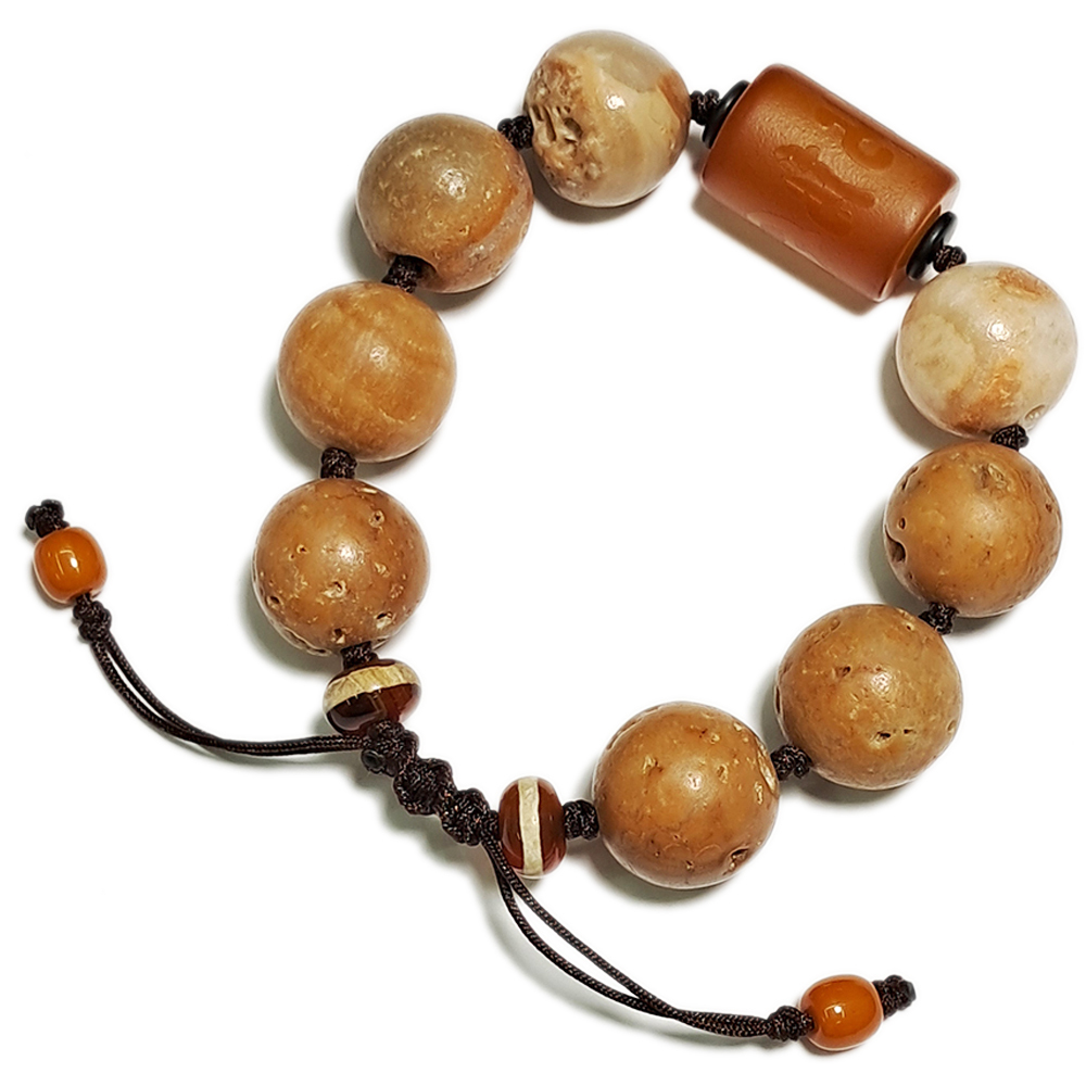 六字真言{紅玉髓}&龍宮舍利手珠18mm【十方】153717