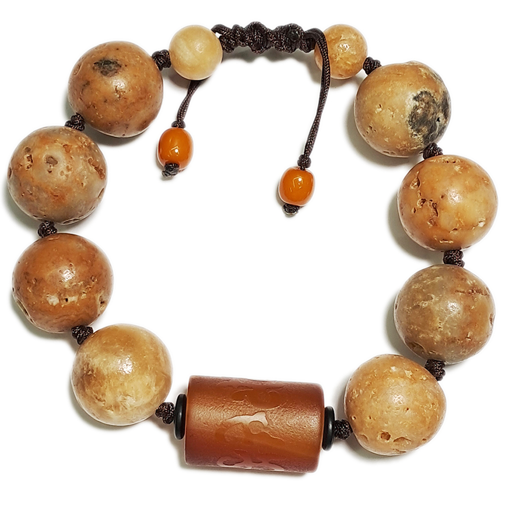 六字真言{紅玉髓}&龍宮舍利手珠18mm【十方】153718