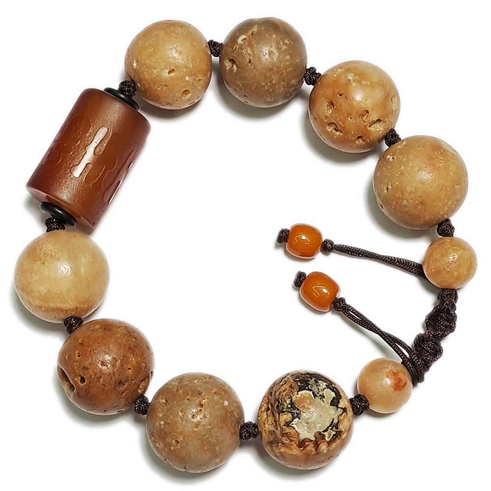 六字真言{紅玉髓}&龍宮舍利手珠18mm【十方】153718