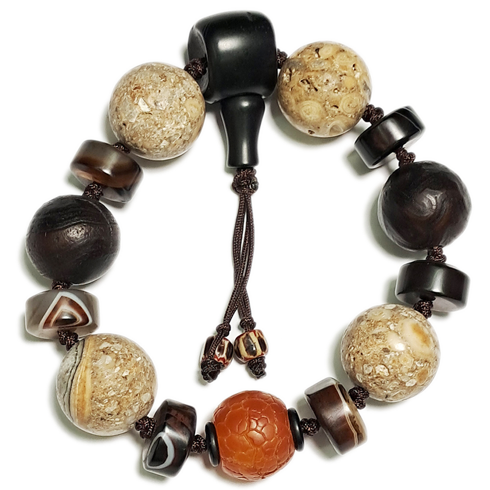 南紅&老礦藥師珠&{羅漢靈骨}龍宮舍利手珠18mm【十方】153721