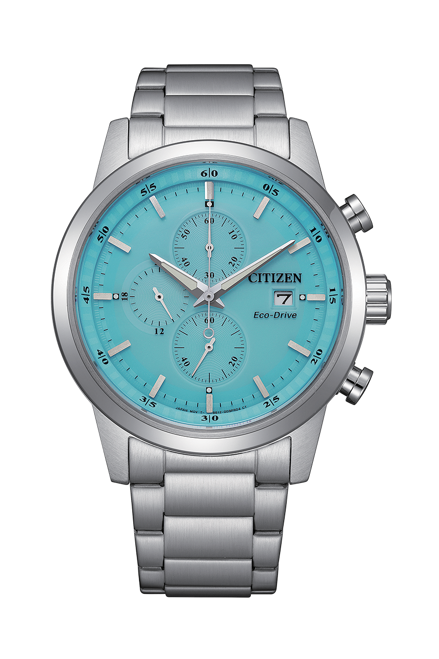Citizen  Eco-Drive 天藍色三眼計時錶盤不鏽鋼 43mm 男士光動能手錶 CA0748-80L Sky Blue Three Eyes Chronograph Dial Stainless Steel