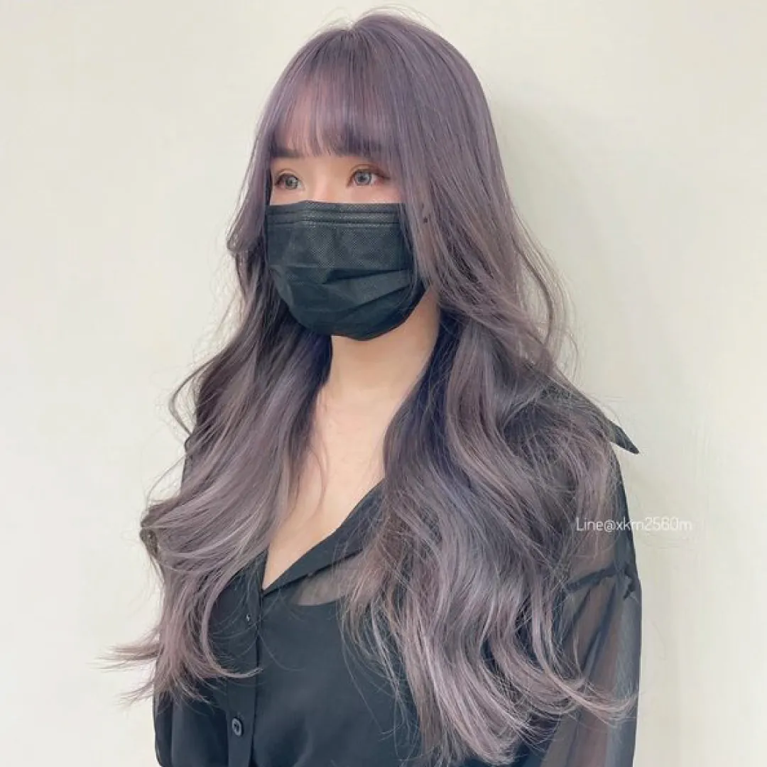 Maruko's Work: Long Curly Hair with Purple-Grey Dye