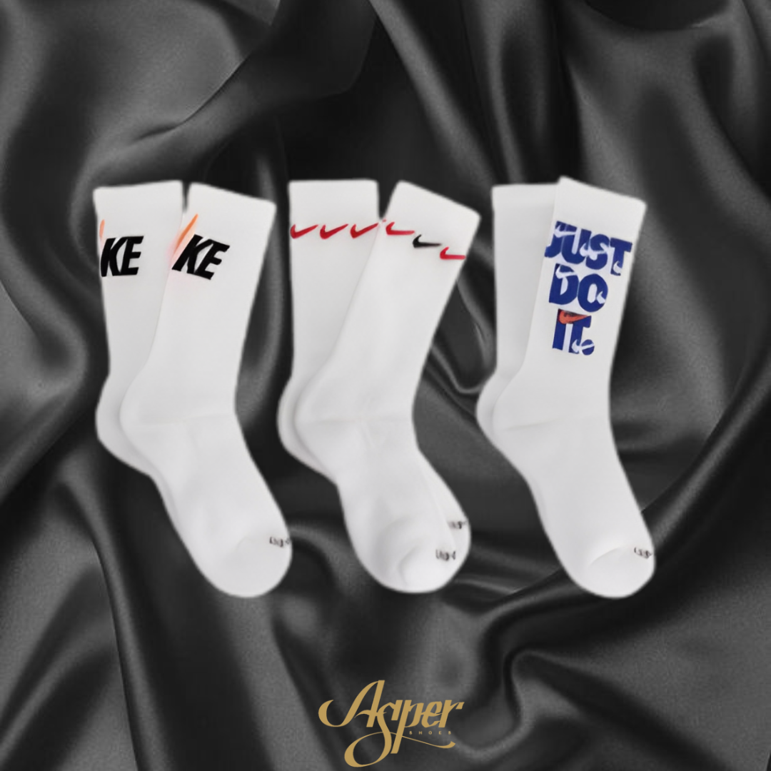 NIKE Everyday Plus Cushioned 白色 多勾勾 三雙一組 長襪 DH3822-902