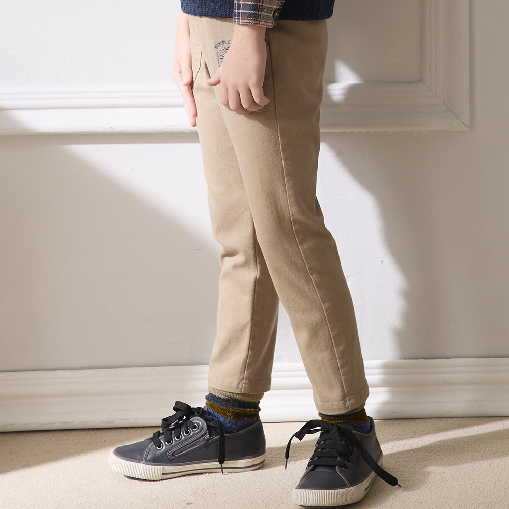 PIPPY 羅紋腰圍休閒長褲 卡其