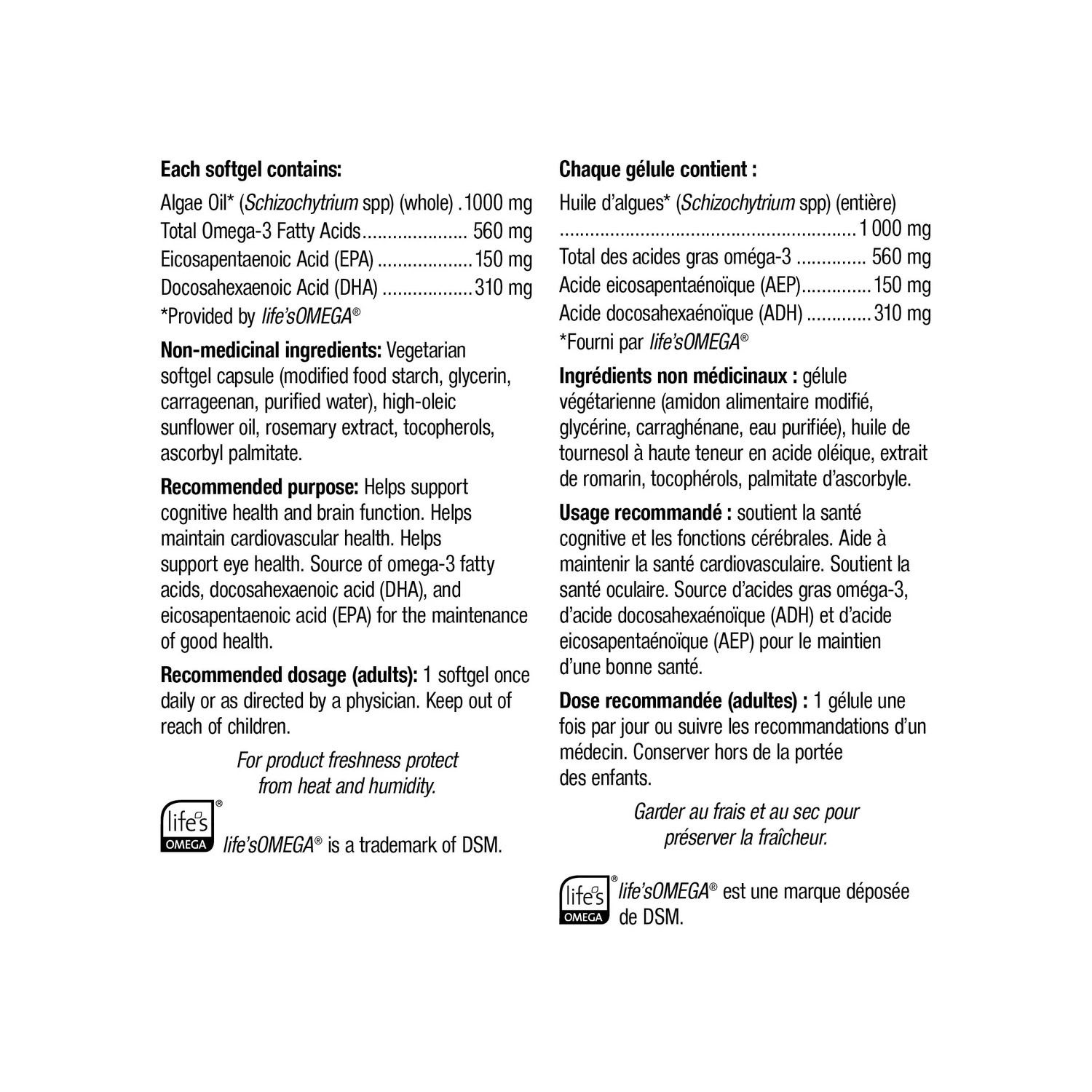 加拿大品牌 Webber Naturals 純素天然海藻 Omega-3 脂肪酸 120 粒素食膠囊