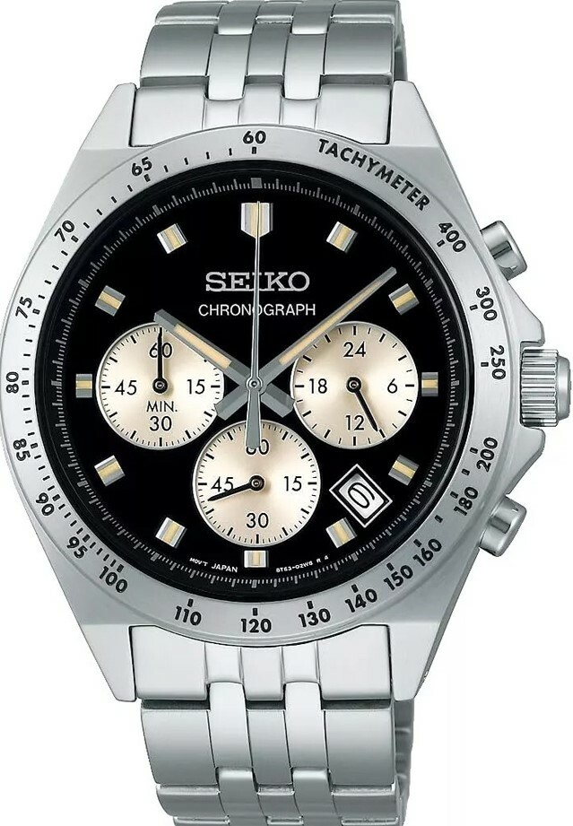 萬年鐘錶 - SEIKO CS 系列   黑色面盤休閒款三眼計時男錶  SBTR047J / 8T63-02R0D 錶徑41MM