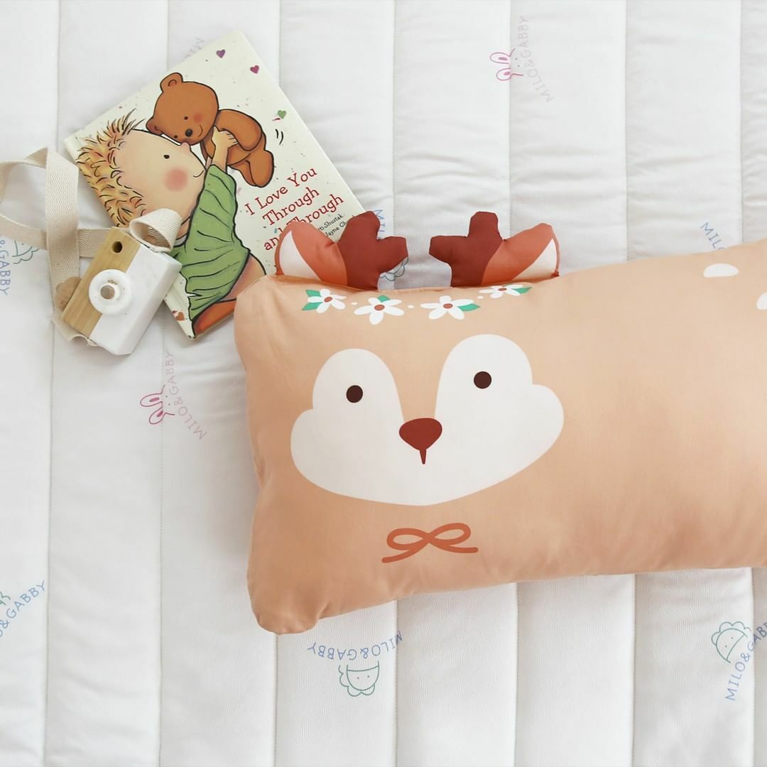 Milo&Gabby美國 動物好朋友超細纖維防蹣抗菌mini枕心+枕套組｜Deer小鹿斑比