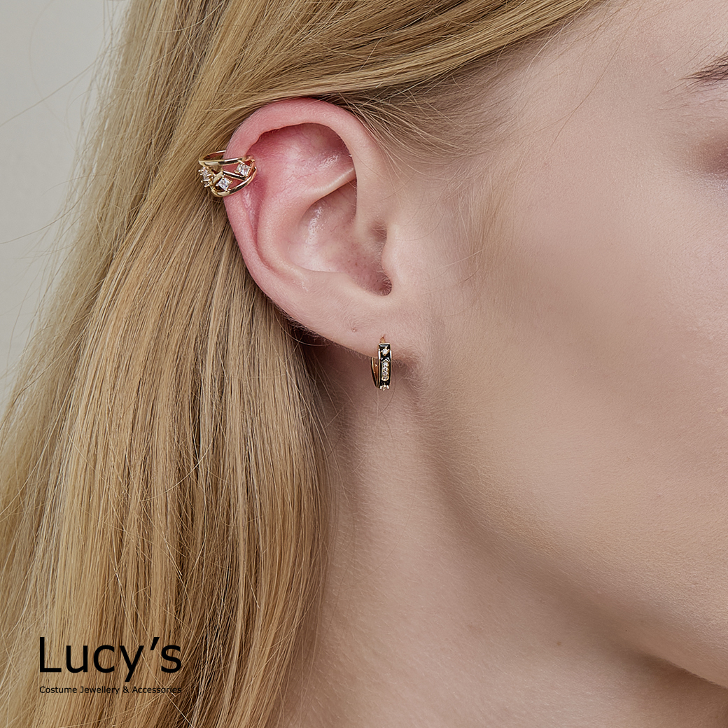 晶鑽流線 耳骨夾 (二色) (116813/116814)