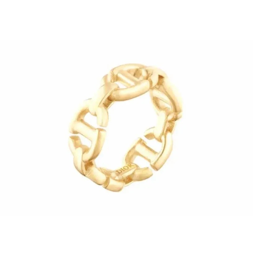 DIOR CD Navy 豬鼻 戒指金色飾面金屬