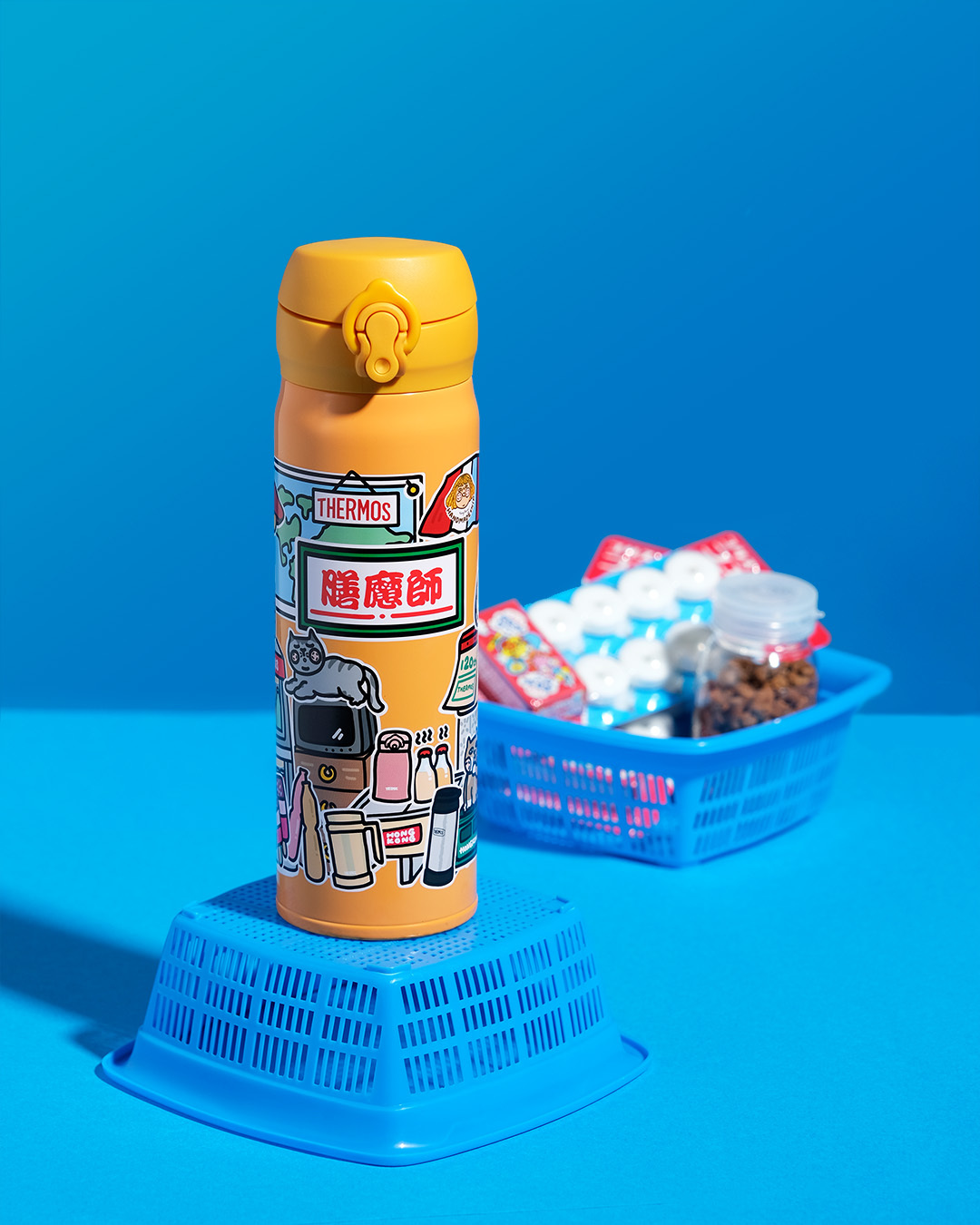 THERMOS 120th anniversary edition-hong kong theme by handmadeship vacuum insulated 500ml bottle - orange