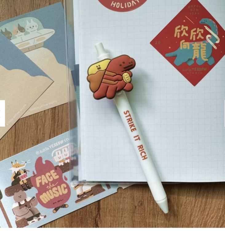 小黃間｜造型軟膠標語筆｜暴富恐龍