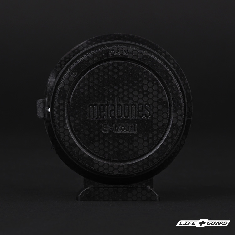 LIFE+GUARD 貼膜安裝示意圖，適用 Metabones EF-E mount T