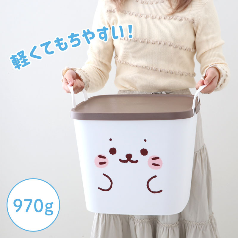 Sirotan 附蓋提把收納籃 小白大臉 25L