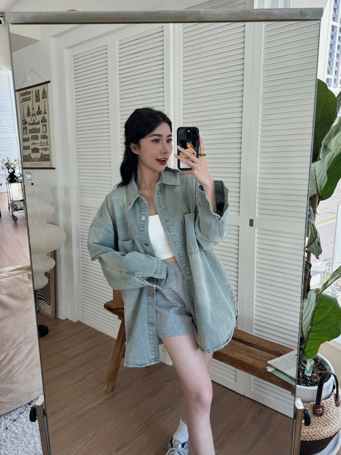 OVERSIZE復古淺色牛仔外套