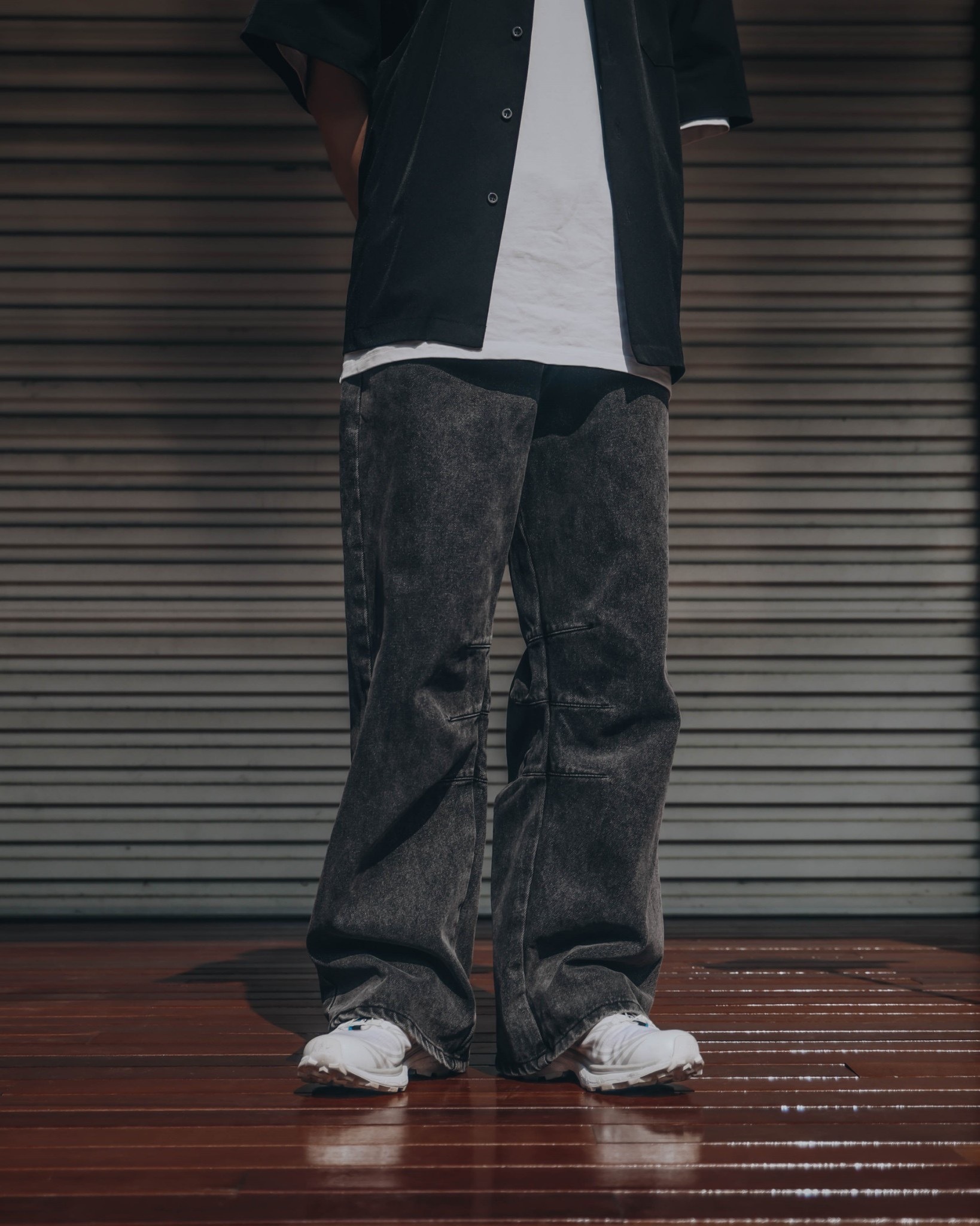 NICEDAY 服飾 QUEST Baggy Barrel Jeans 錐形堆疊 水洗 牛仔褲