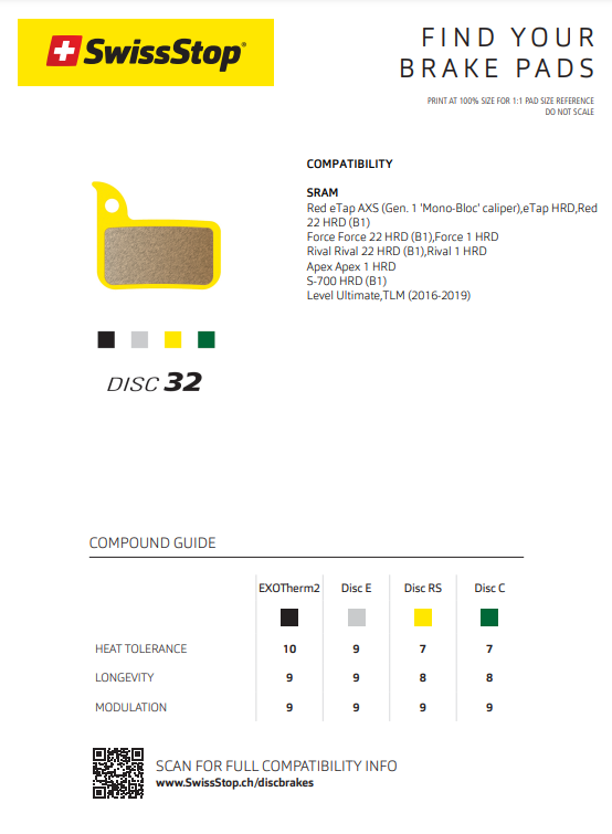 SwissStop Disc 32 EXOTherm2 (For Sram Road Gen1)