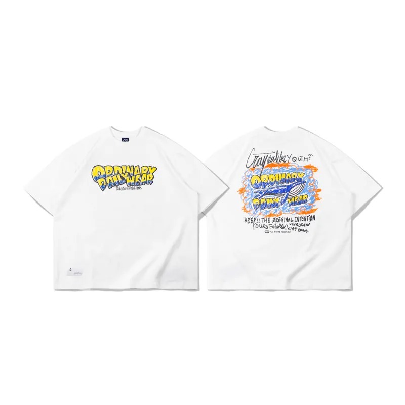 ORDINARY經典鯨魚蠟筆LOGO短TEE