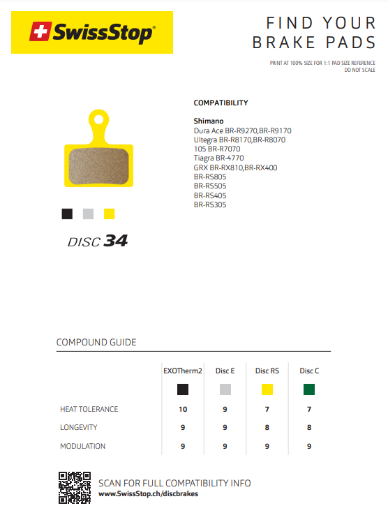 SwissStop Disc 34 EXOTherm2 (For Shimano Road)