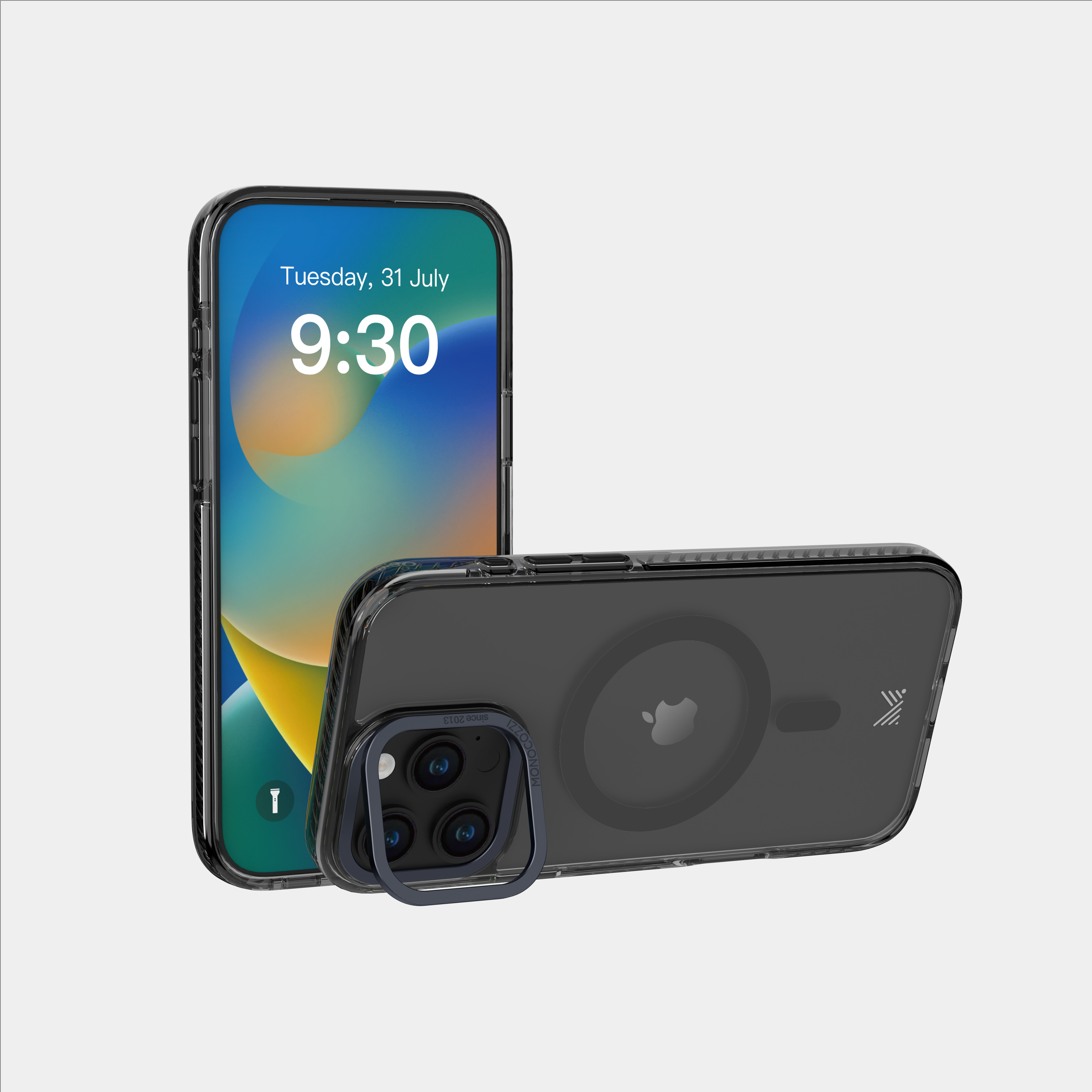 for iPhone 16 Pro Max|LUCID | Magnetic Charging Compatible 10 ft Drop Proof Protection Lens Stand Hybrid Case - Transparent / Charcoal