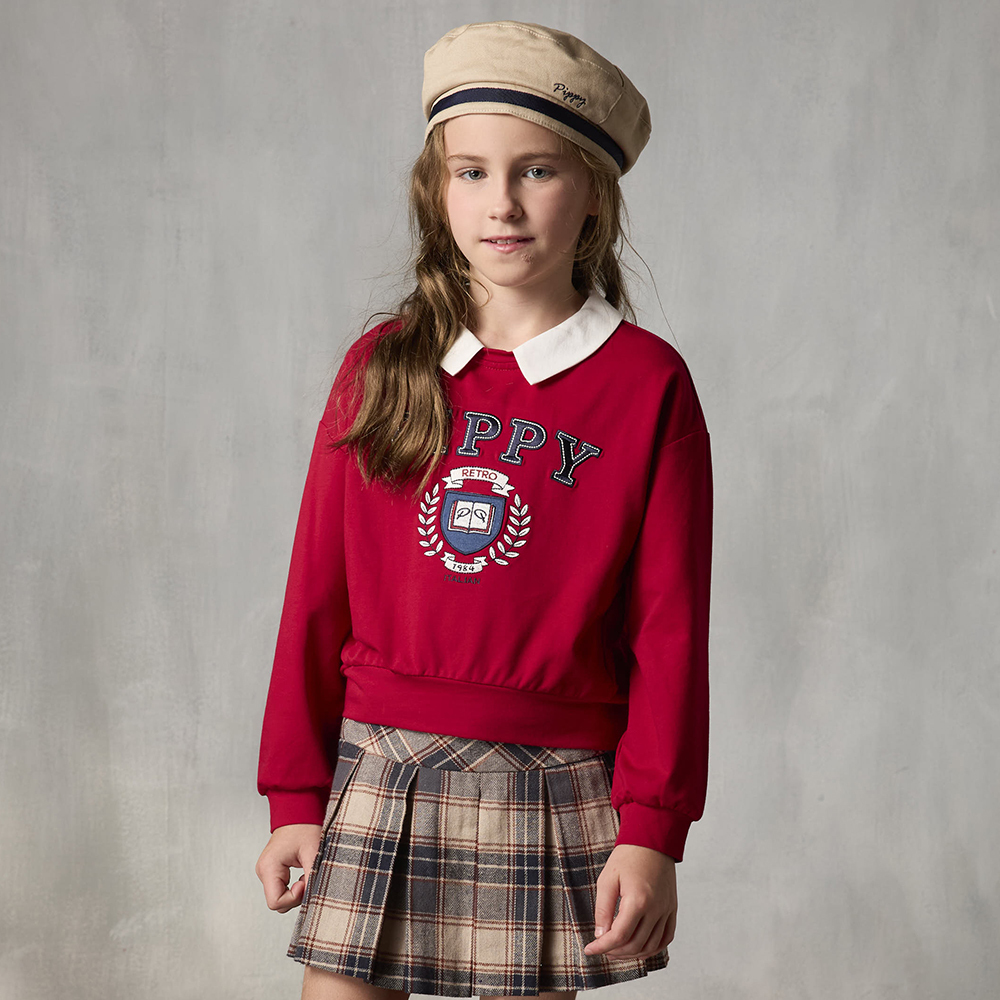 PIPPY 氣質學院風字母翻領上衣 紅