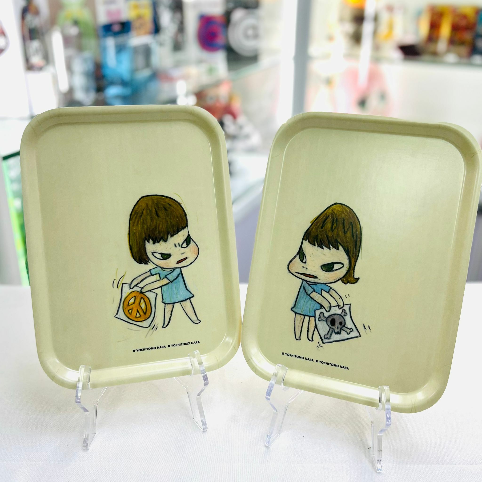 (Set of 2)Yoshitomo Nara Art Tray Group B-,Untitled (PEACE)+ (SKULL)