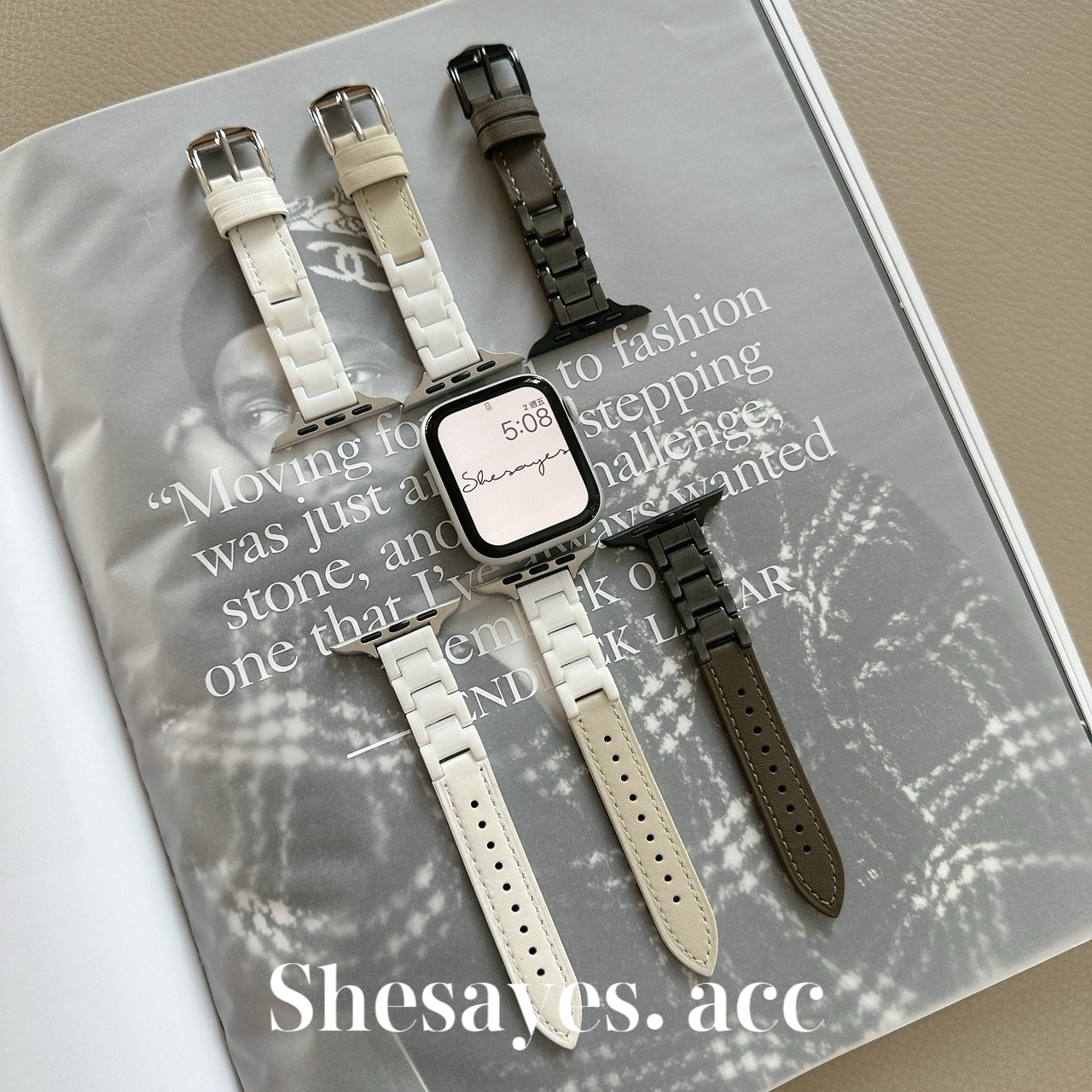 APPLE  WATCH陶瓷拼接皮革錶帶[三色]