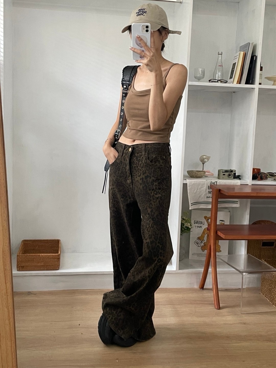 (GOAL) 豹紋深咖寬褲 HA1692