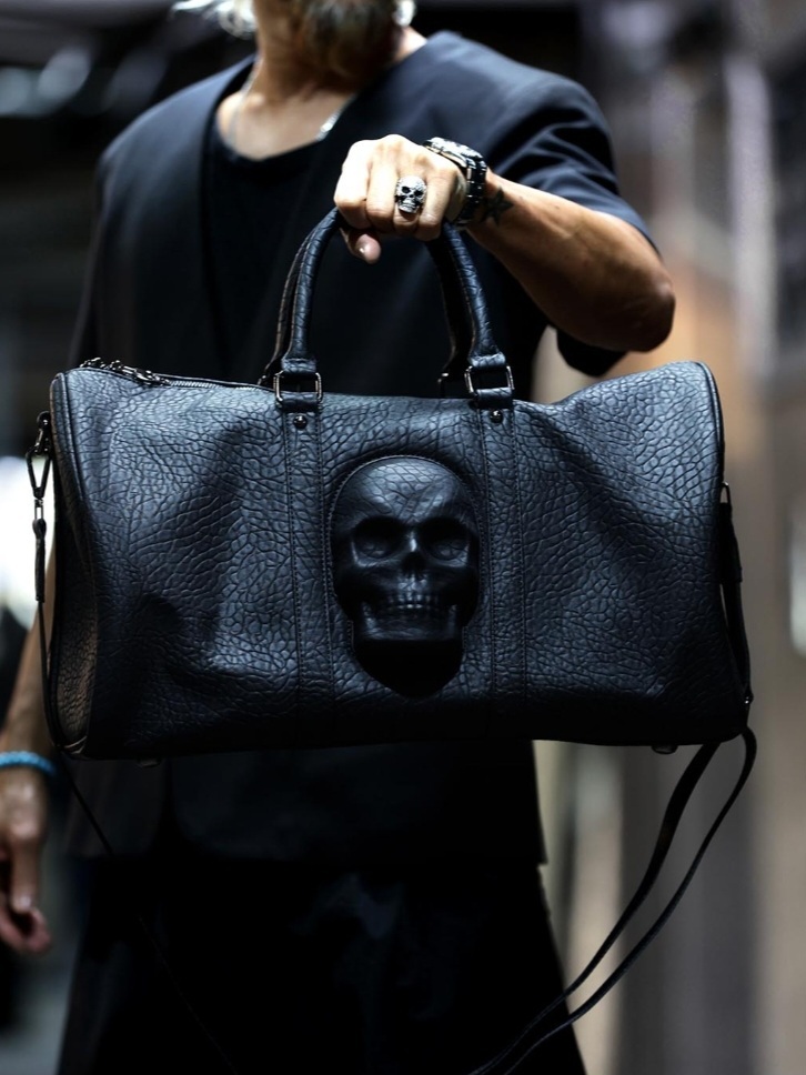 壓花骷髏波士頓包 旅行包