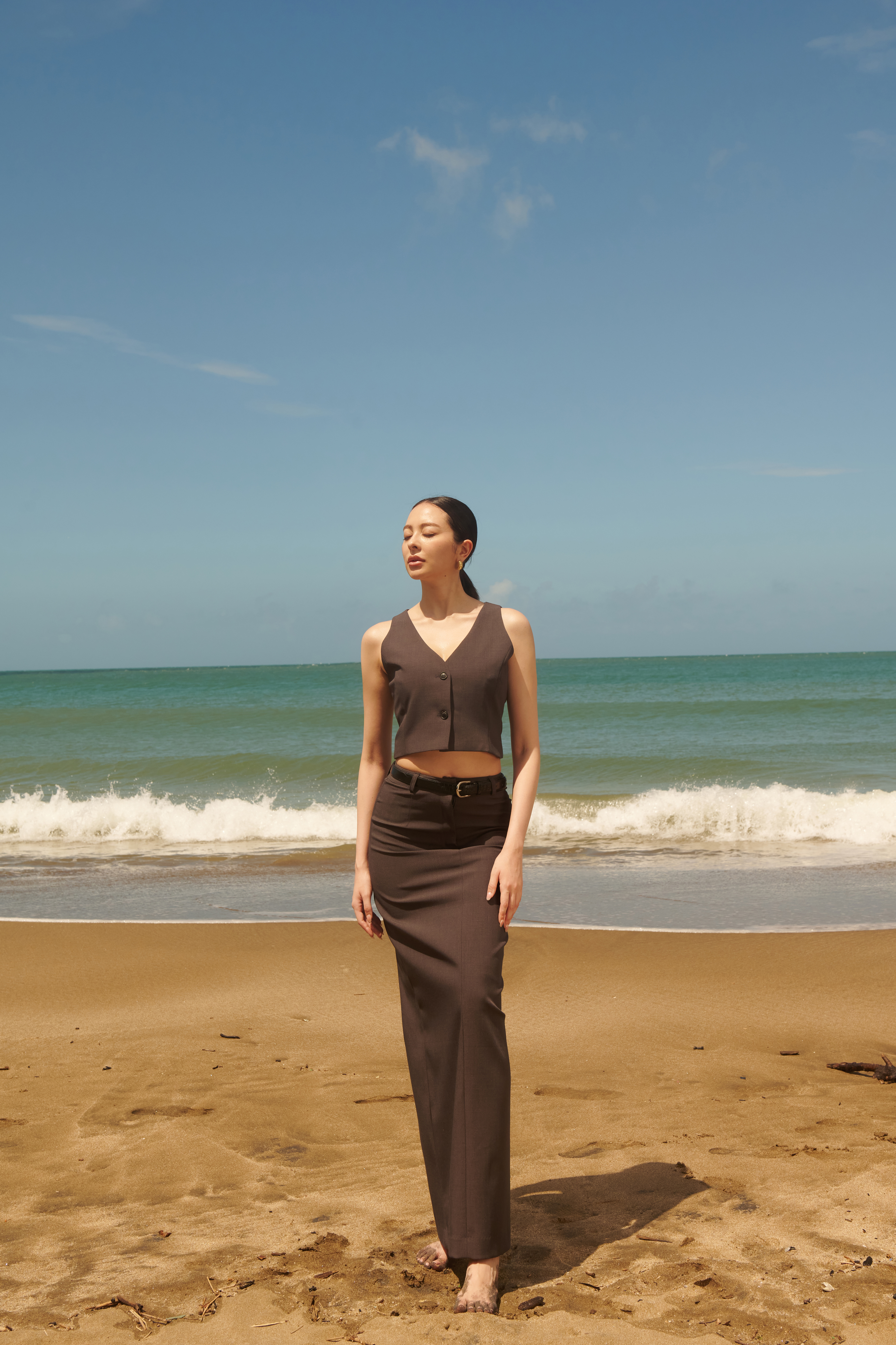 西裝套裙-單長裙(黑S現貨)