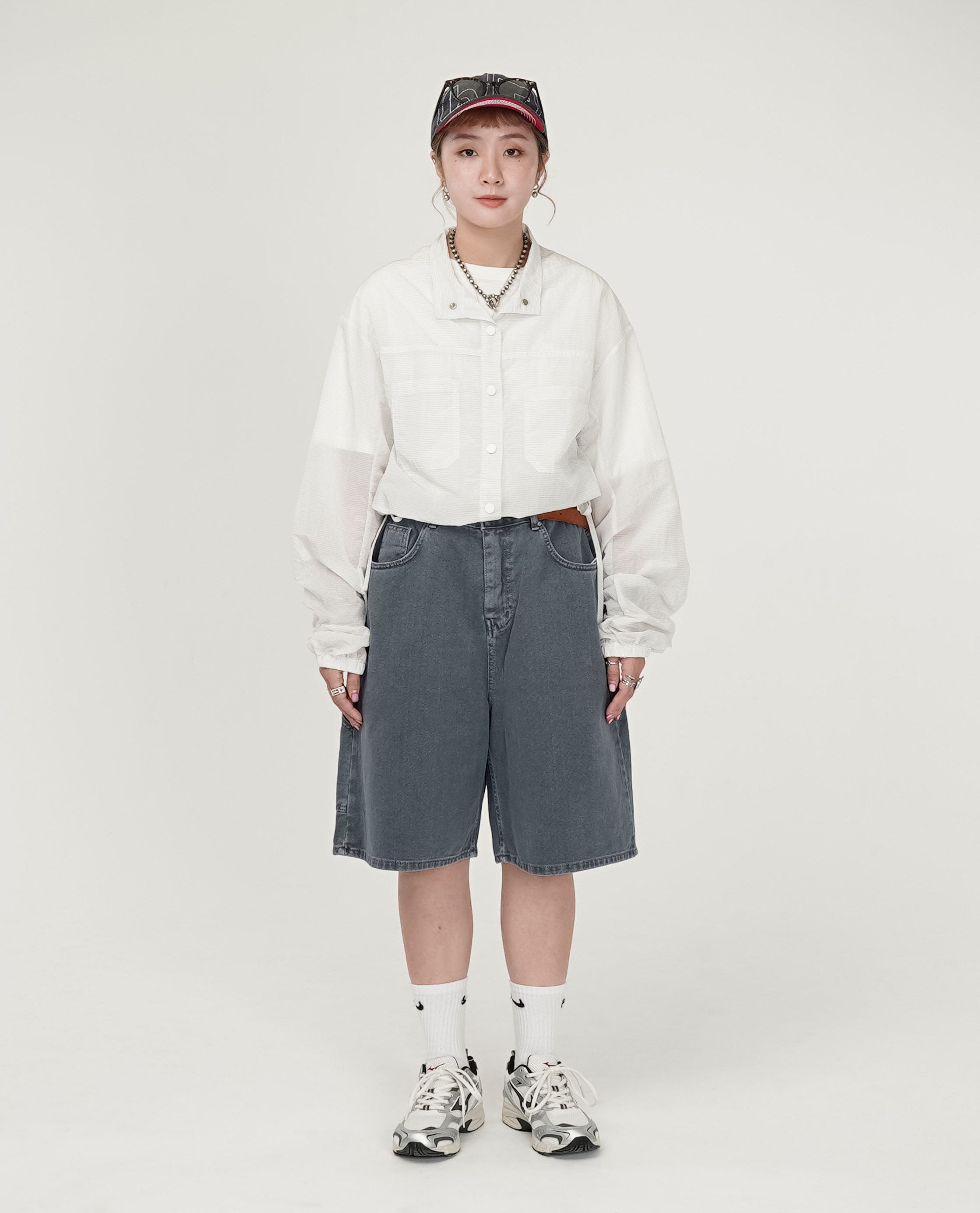 灰藍膝下畫家牛仔