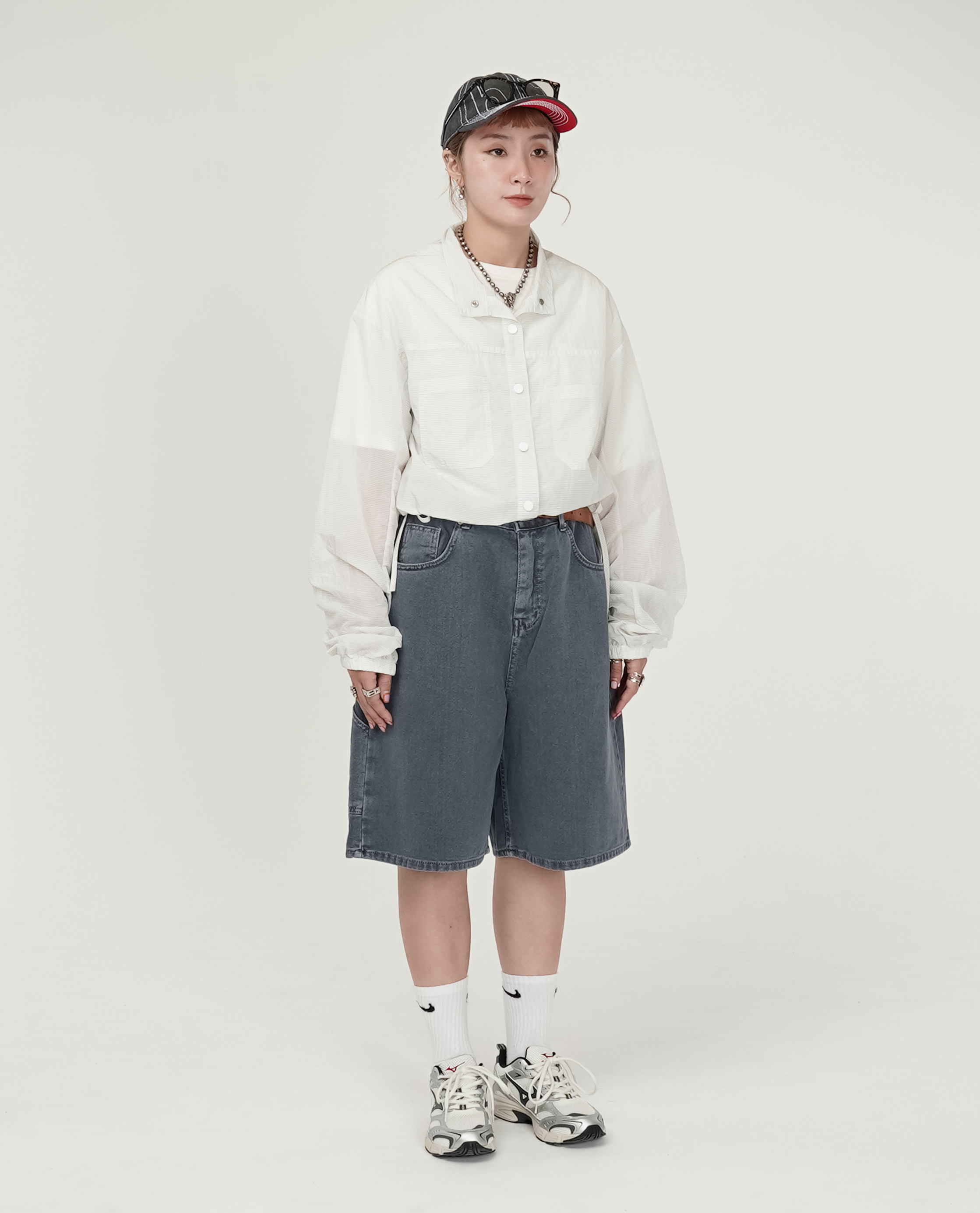 灰藍膝下畫家牛仔