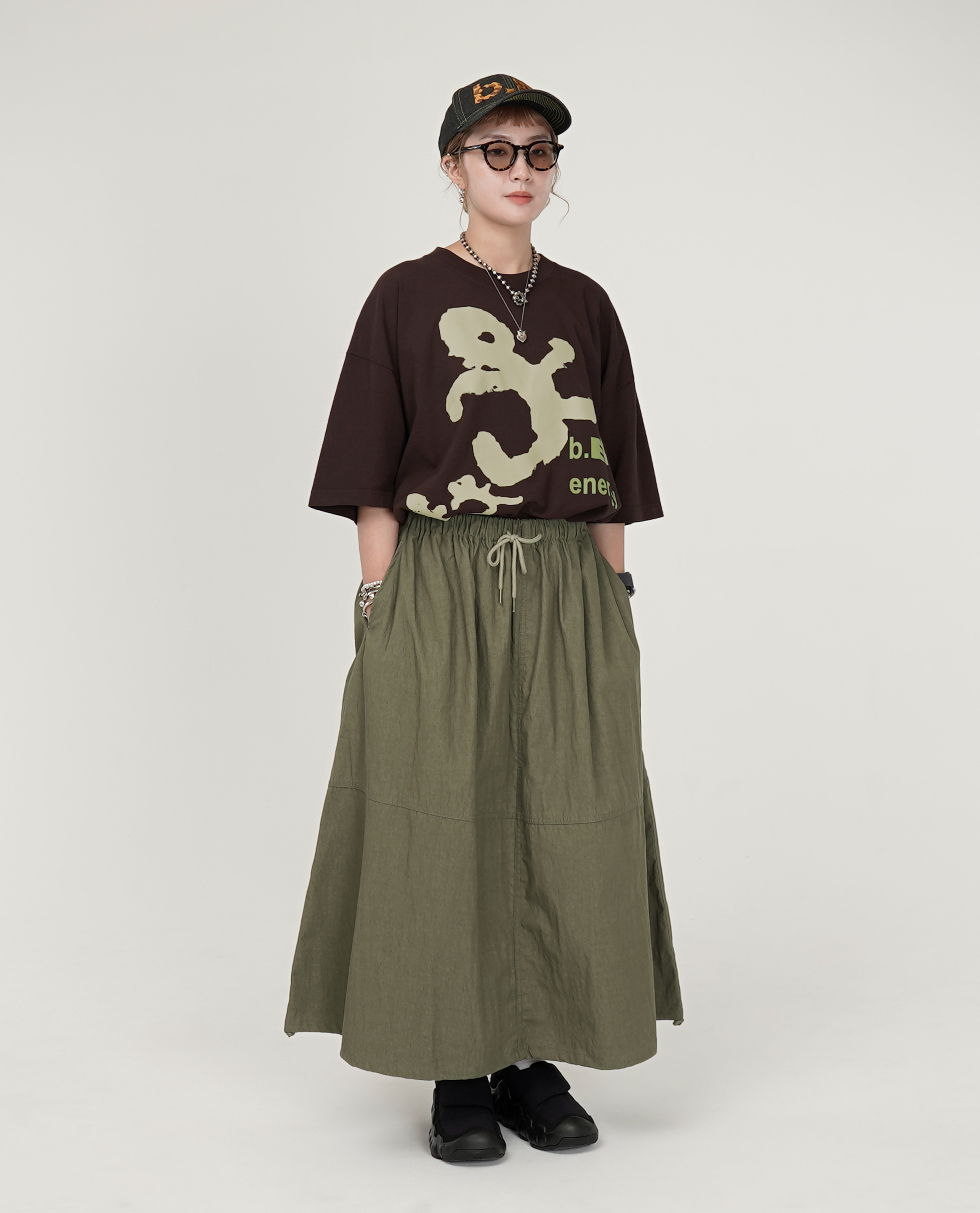 綁繩水洗滑料下可縮裙