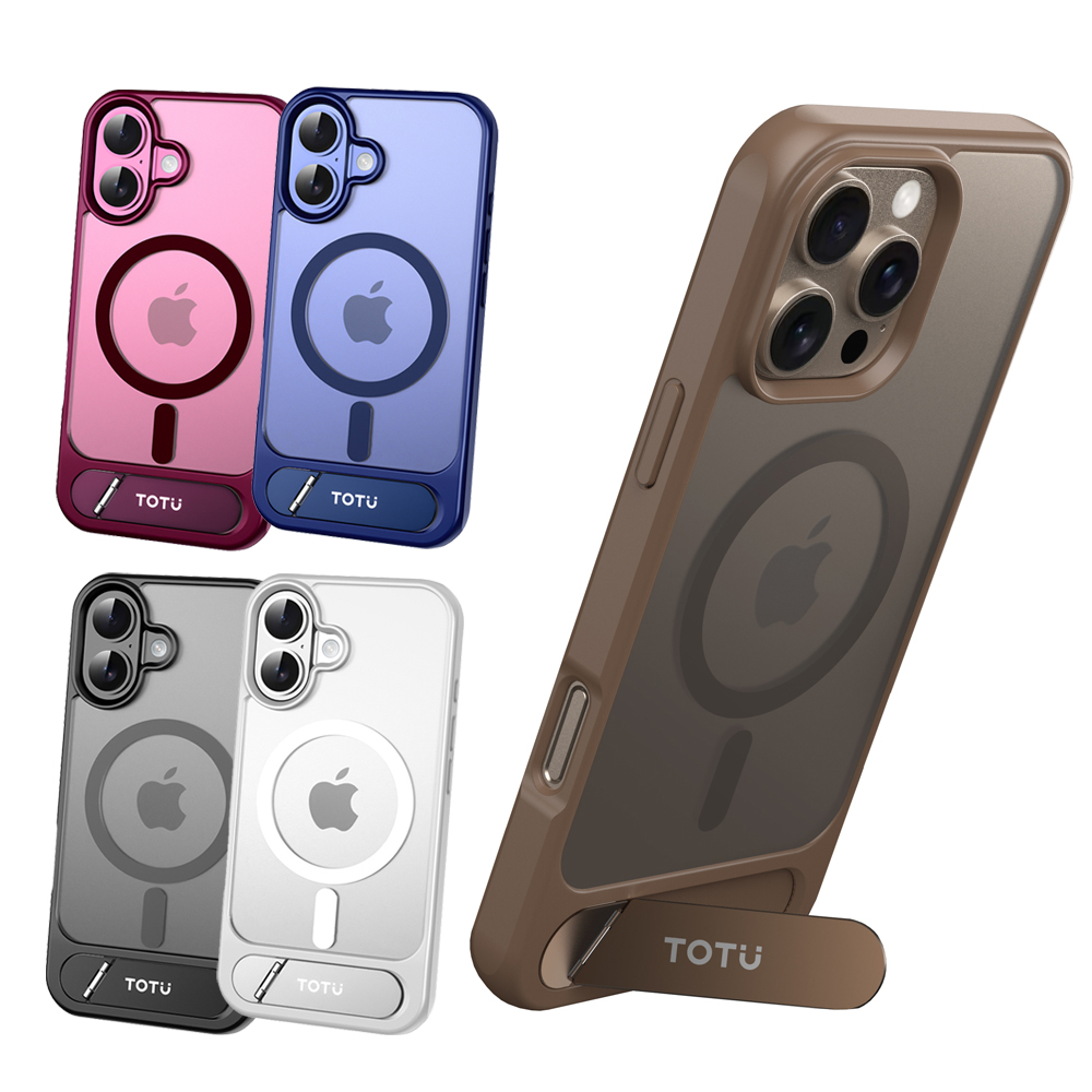 TOTU 拓途 iPhone 16/16 Plus/16 Pro/16 Pro Max 合金支架磁吸手機殼防摔殼保護殼 膚感 MagSafe兼容
